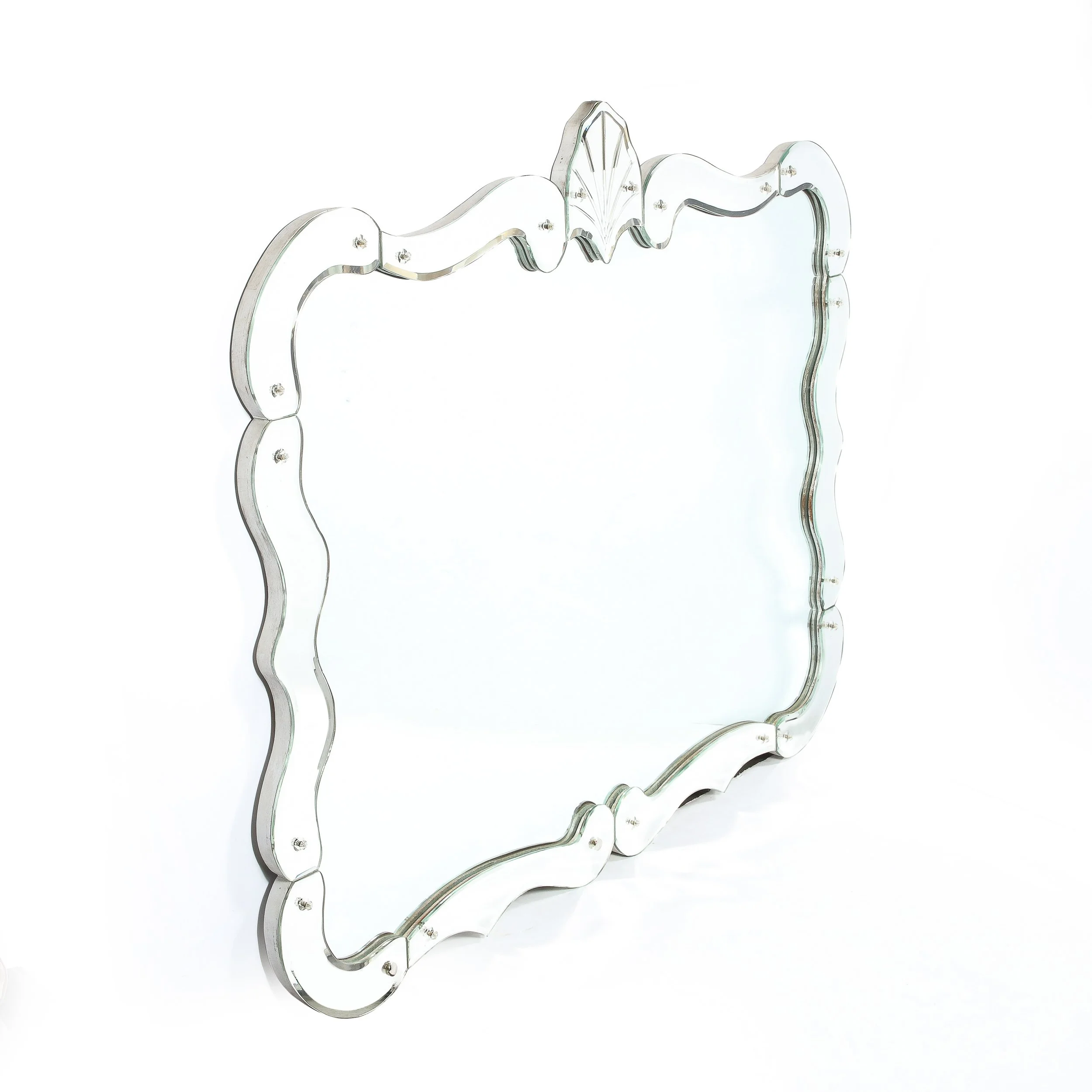 ハリウッドリージェンシー　ミラー Hollywood Regency 3-Paneled Mirror w/ Neoclassical Kantharos